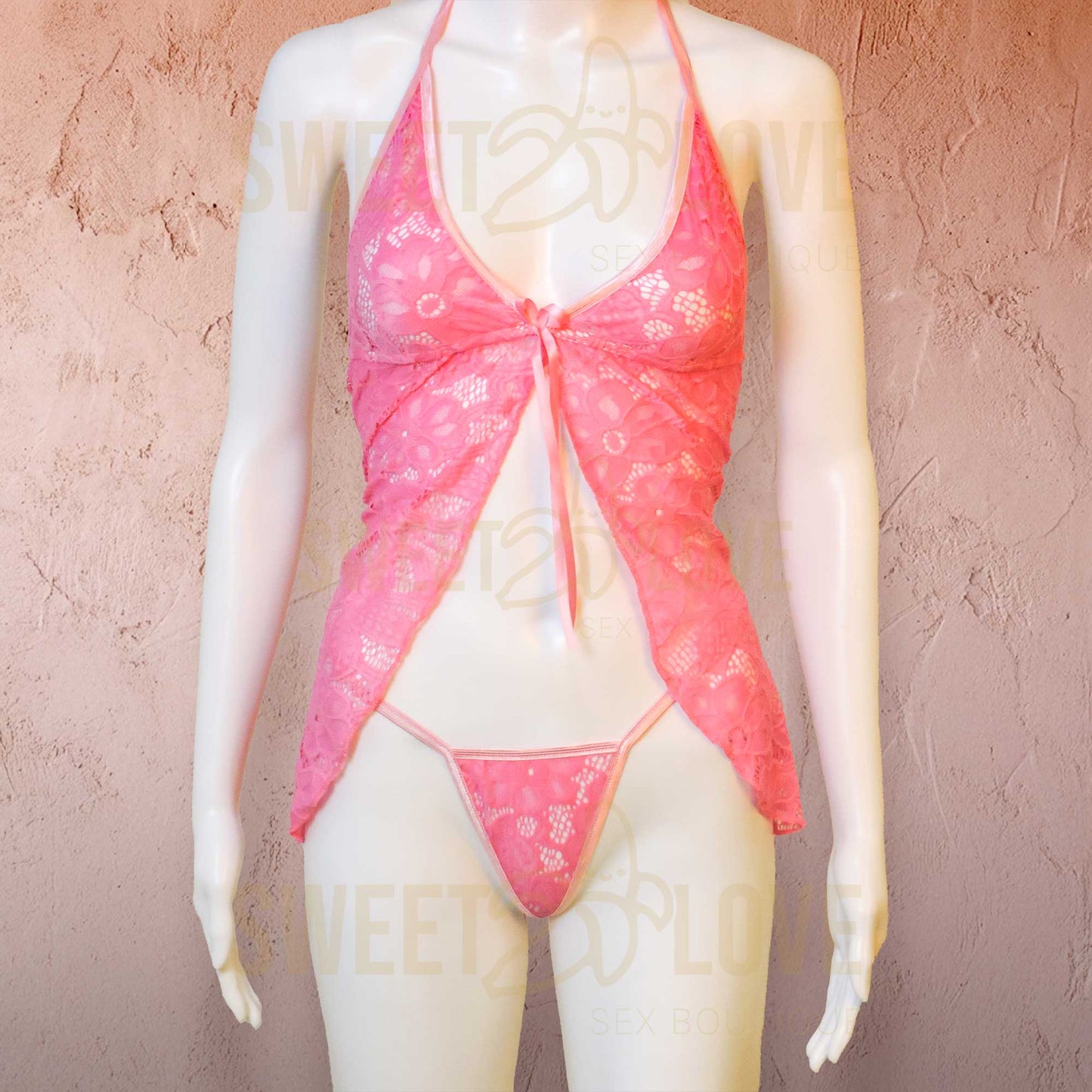 Babydoll Romántico de Encaje con Tanga Clariss