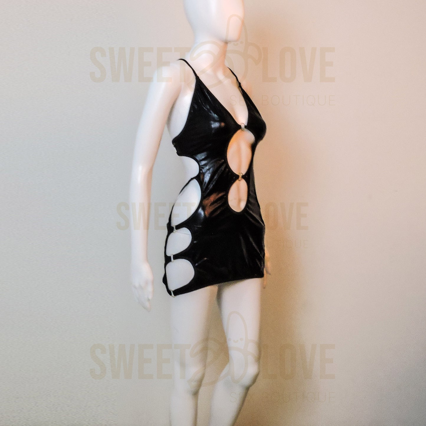 Mini Vestido Seductor de Vinipiel Cut-Out