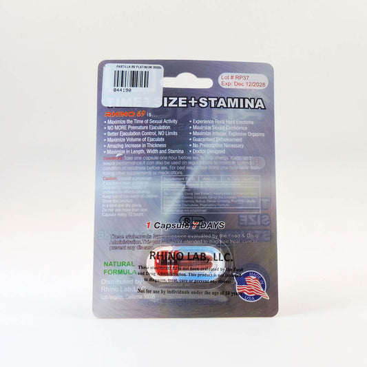 Cápsula Natural Rhino 69 Platinum 35000 Suplemento Masculino