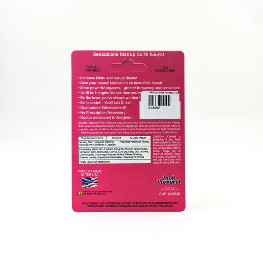 Cápsula Pink Pussycat Sensual Enhancement - Vigorizante Natural para Mujeres