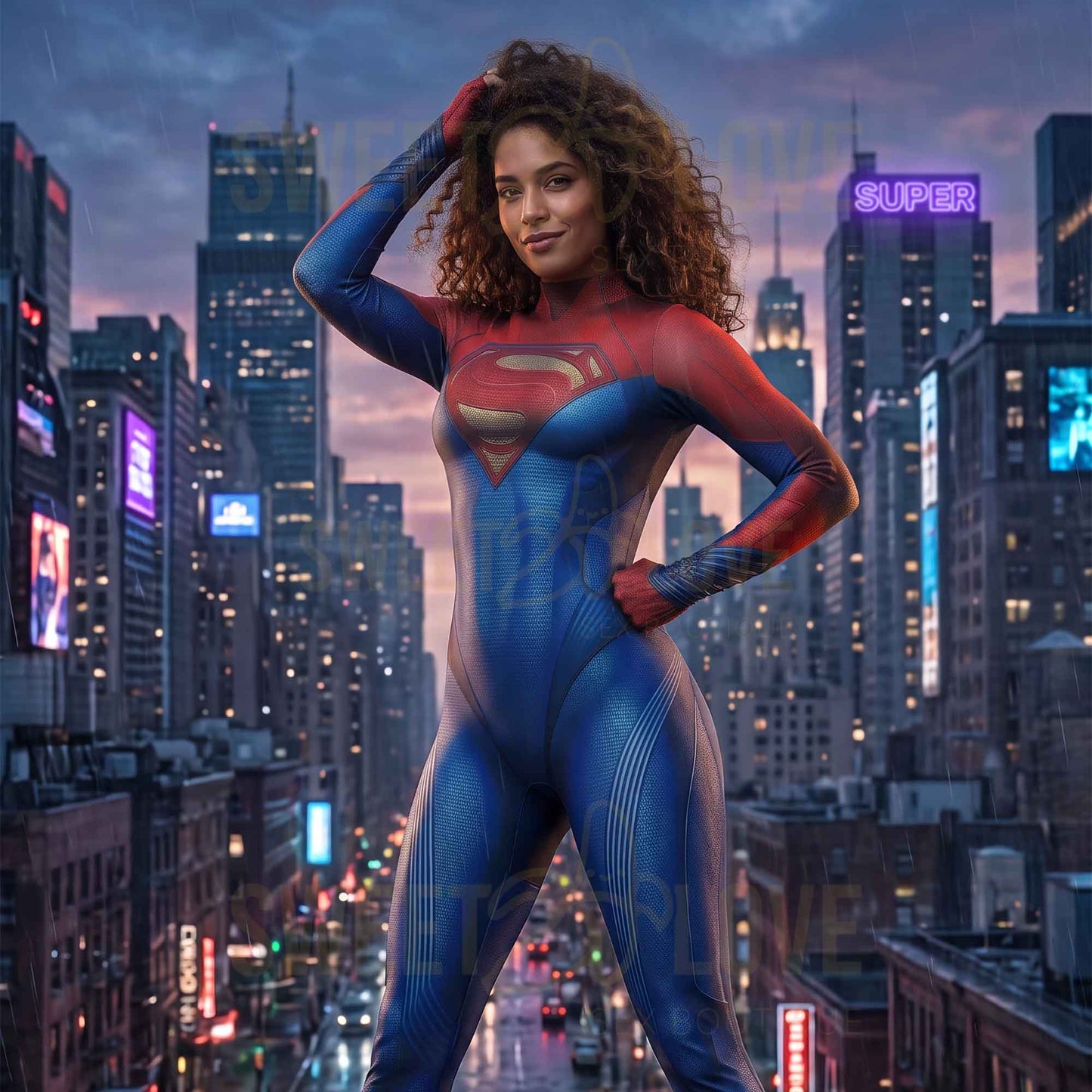 Catsuit Supergirl Traje de Cuerpo Completo Superheroína