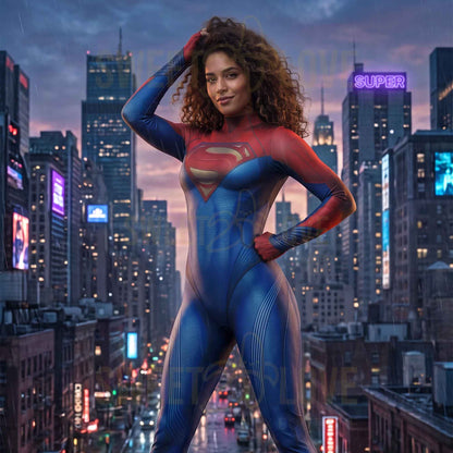 Catsuit Supergirl Traje de Cuerpo Completo Superheroína