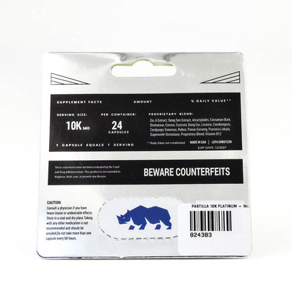 Cápsula Rhino Suplemento 10K Platinum Edición Especial